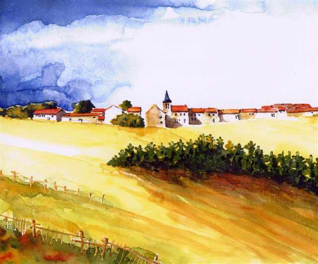 Agrandir l'image Aquarelle d'un village