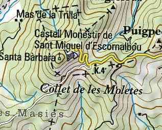 Agrandir l'image Position du Collet de les Moletes sur la carte ICC