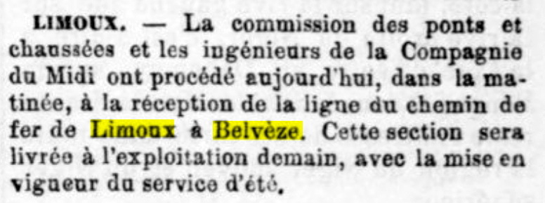 Agrandir l'image de la gare de Belvèze-Aude à la gare de Routier-Brugairolles